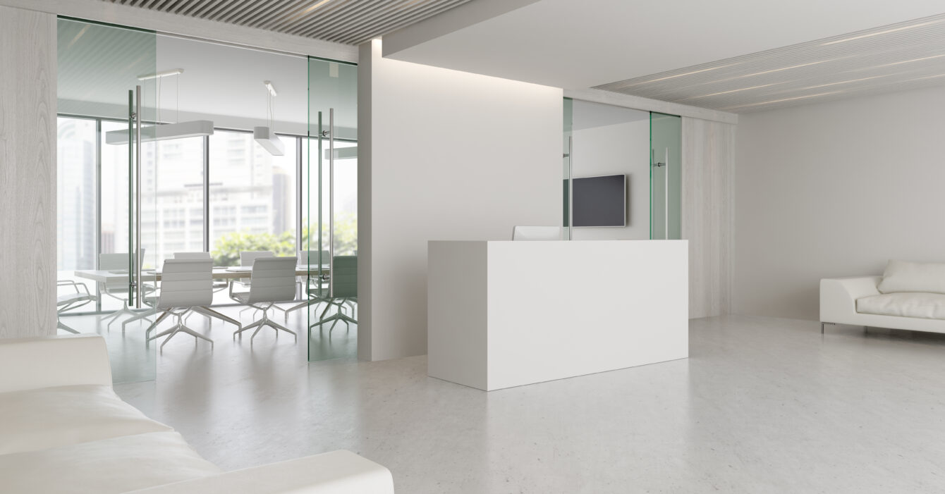 Interior of reception and meeting room 3D illustration Interior of reception and meeting room 3D illustration